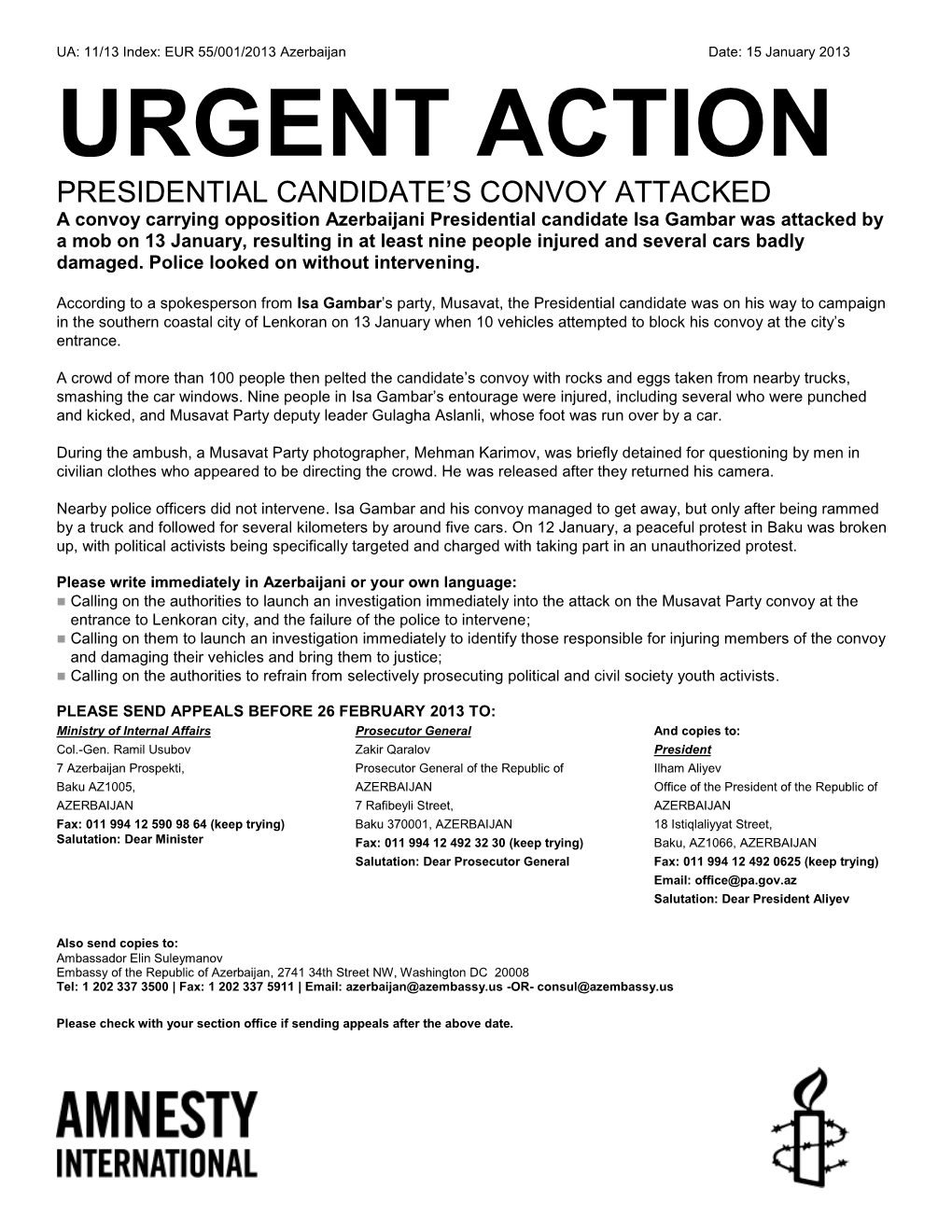 Urgent Action