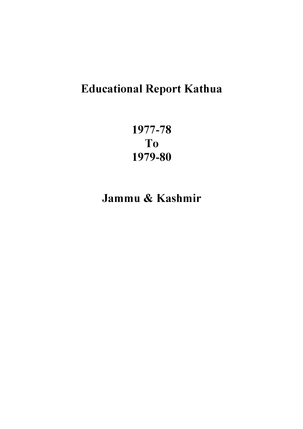 Educational Report Kathua to Jammu & Kashmir