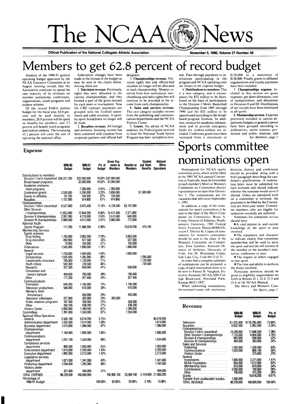 THE NCAA NEWS/November 5,199O