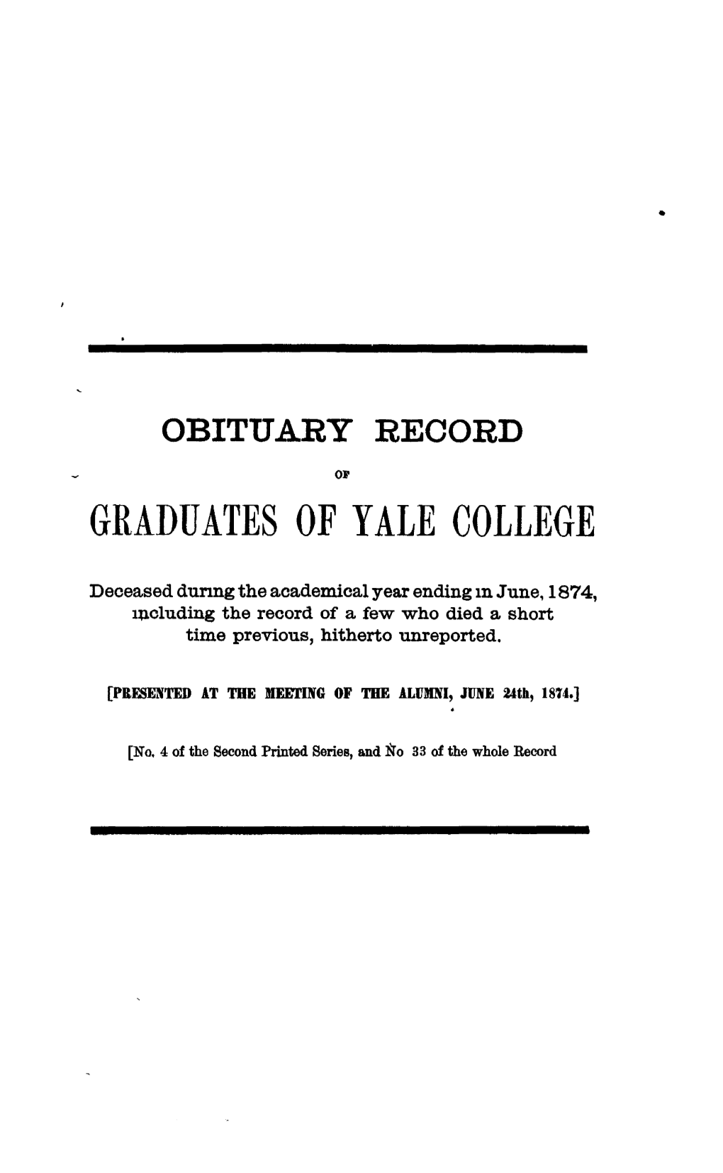 1873-1874 Obituary Record of Graduates of Yale University