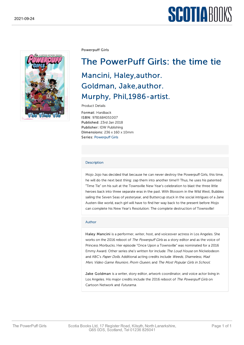 The Powerpuff Girls: the Time Tie Mancini, Haley,Author