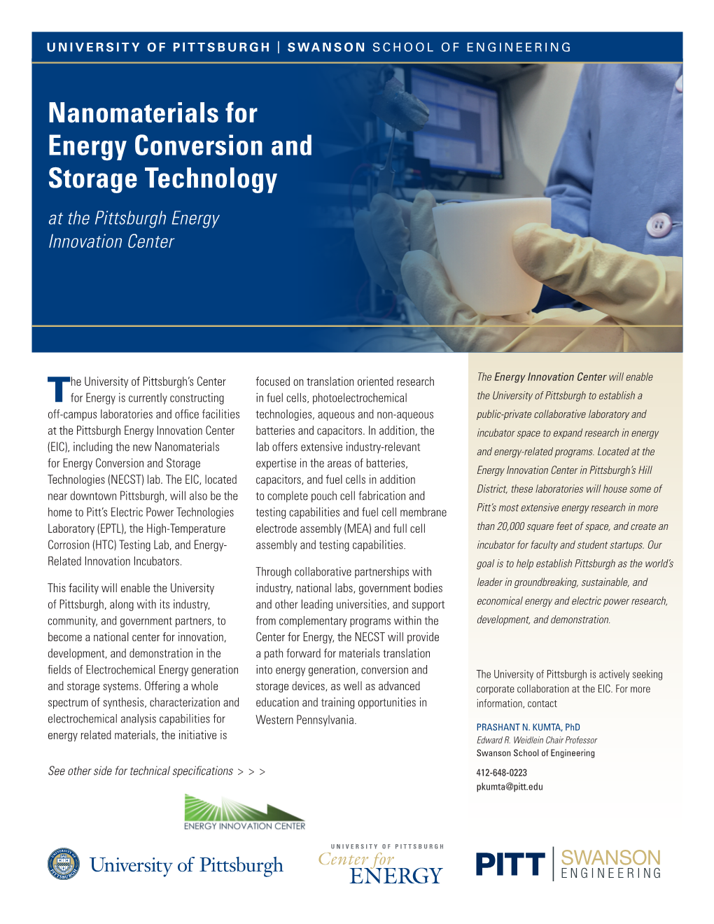 Nanomaterials for Energy Conversion and Storage Technology at the Pittsburgh Energy Innovation Center