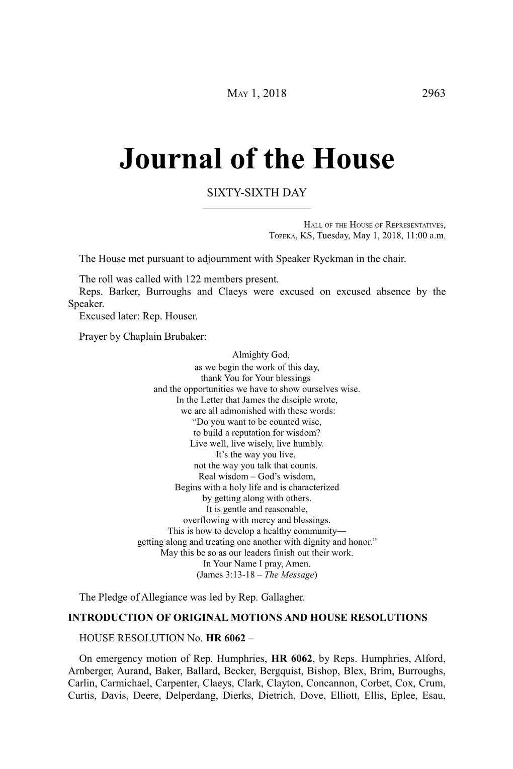 Journal of the House