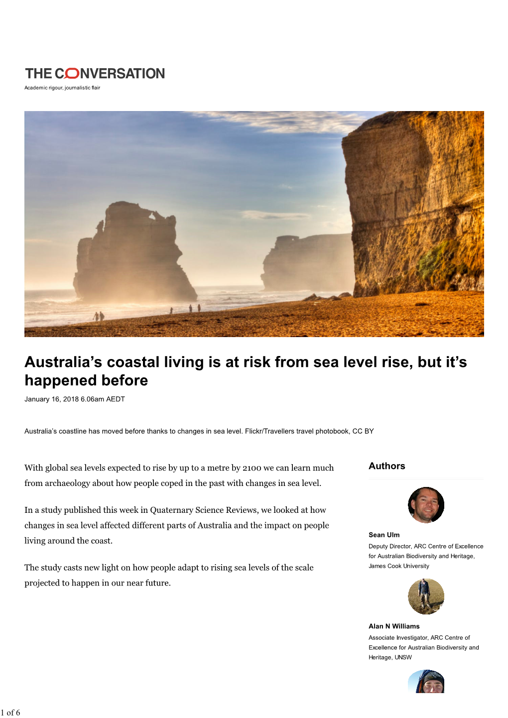 Australia's Coastal Living Is at Risk from Sea Level Rise, but It's Happened