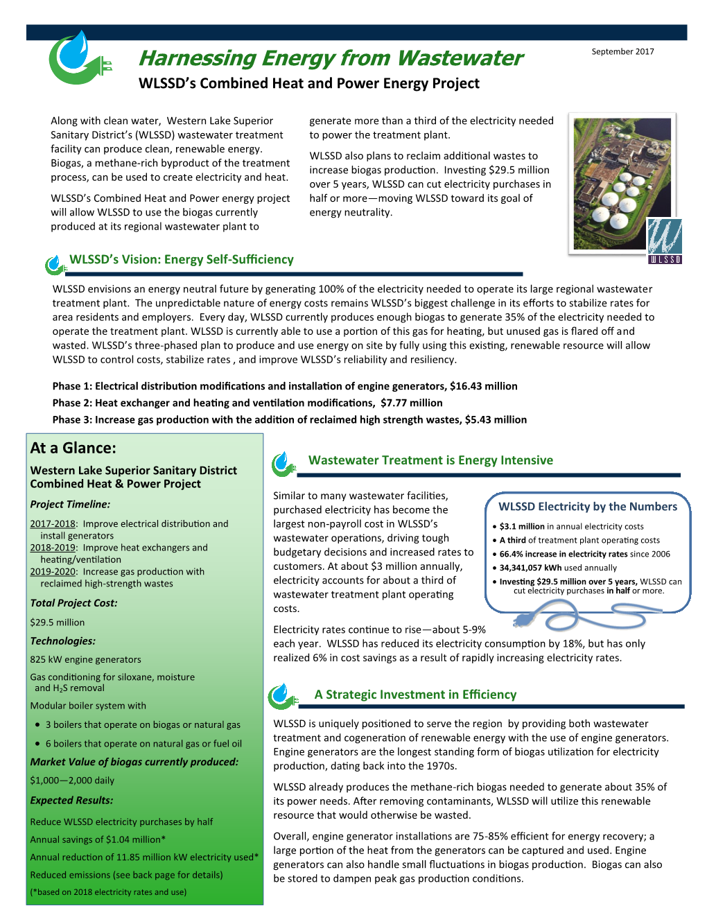 Harnessing Energy from Wastewater September 2017 WLSSD’S Combined Heat and Power Energy Project