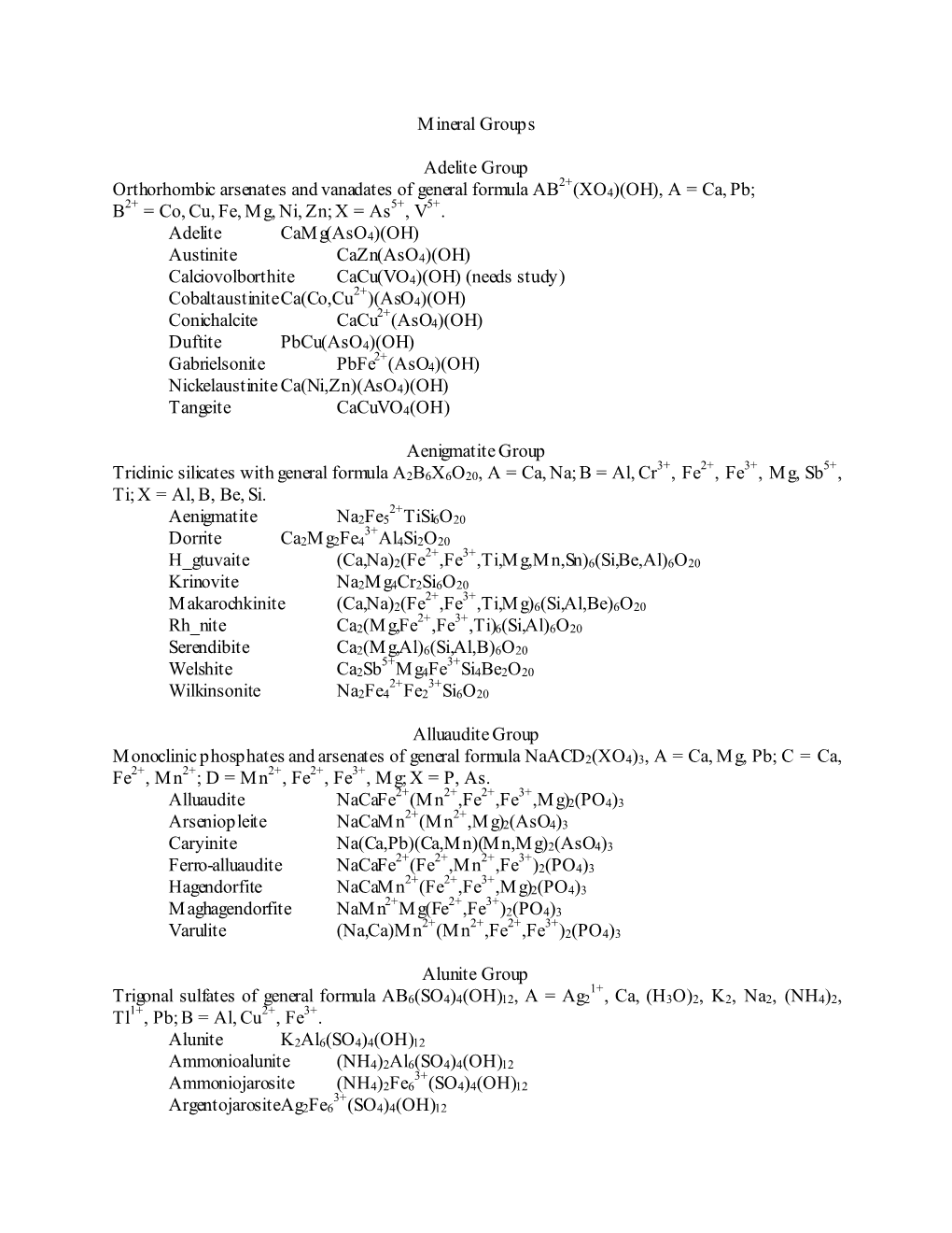 M Ineral Group S Adelite Group Orthorhombic Arsenates And