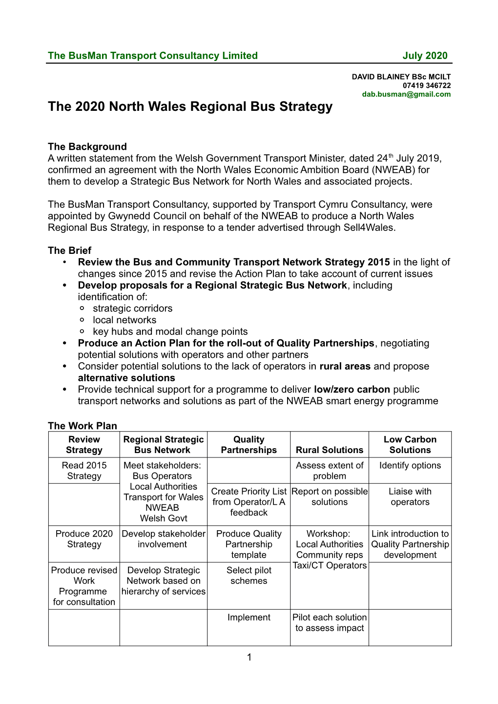 The 2020 North Wales Regional Bus Strategy