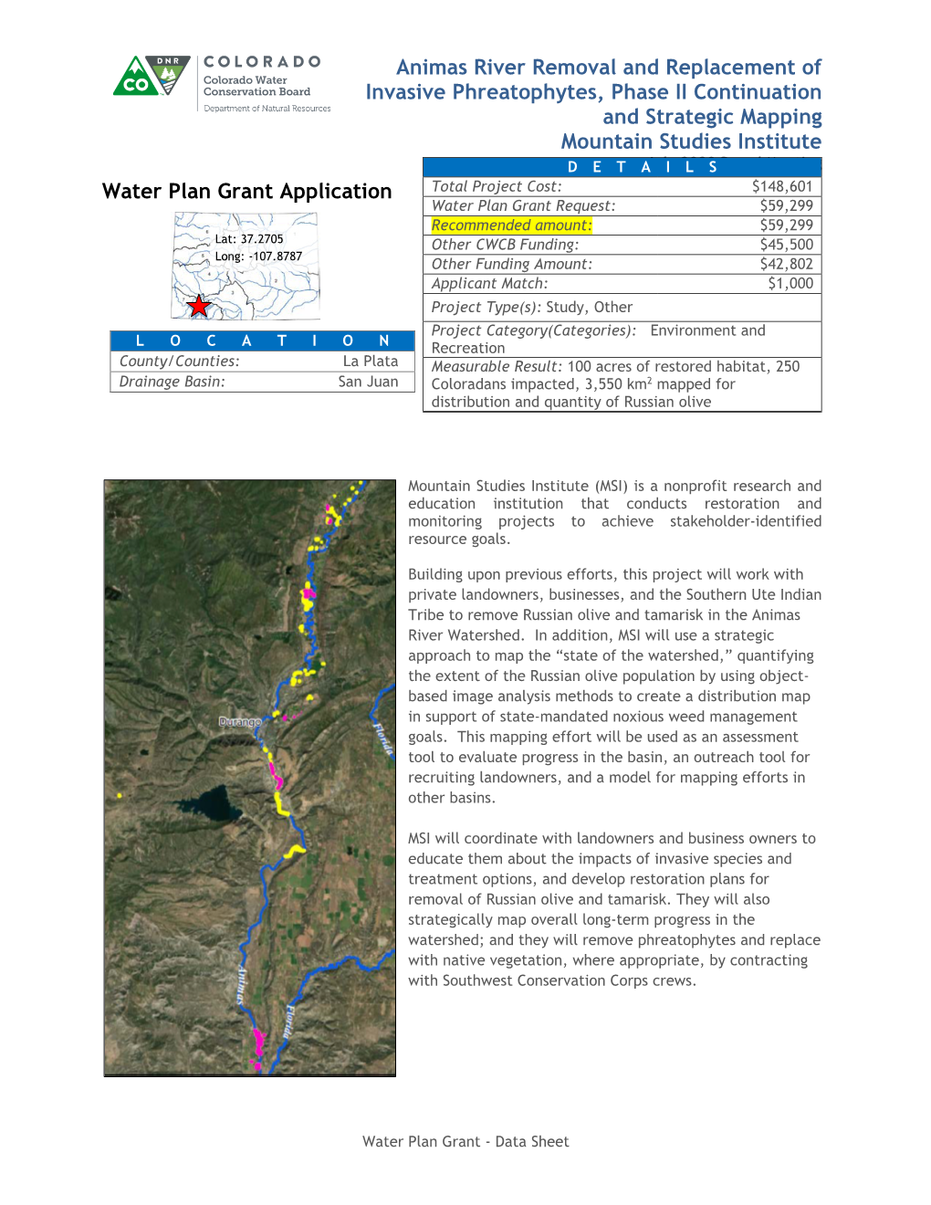 Animas River Removal and Replacement of Invasive