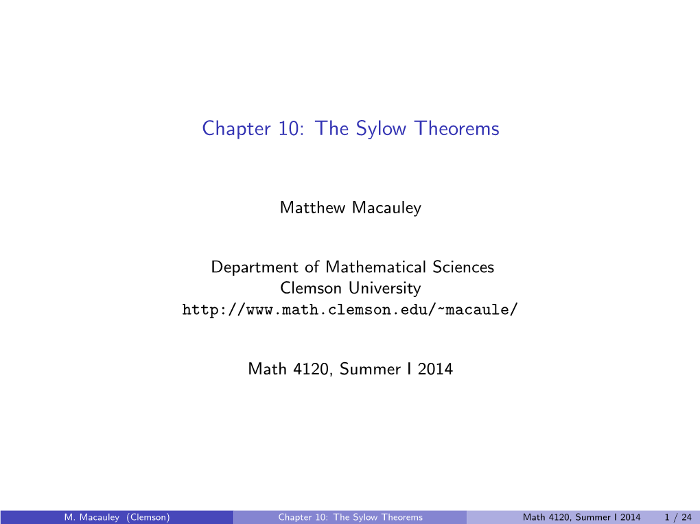 Chapter 10: the Sylow Theorems