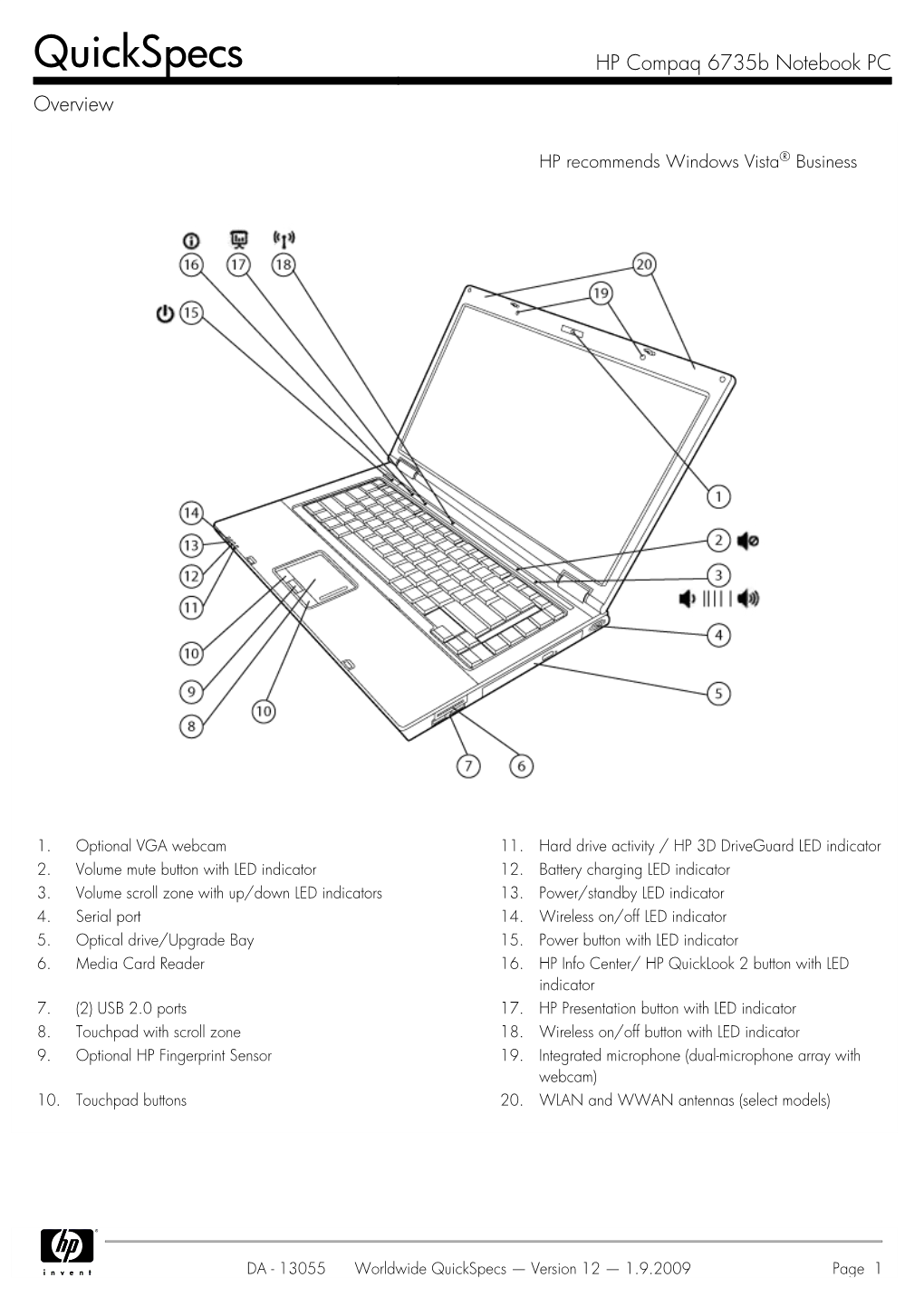 HP Compaq 6735B Notebook PC Overview