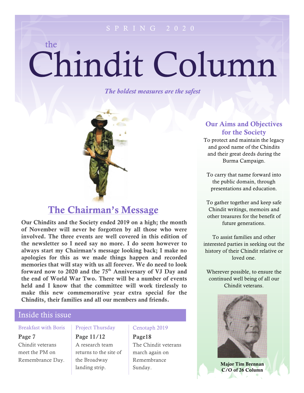 SPRING 2020 the Chindit Column the Boldest Measures Are the Safest