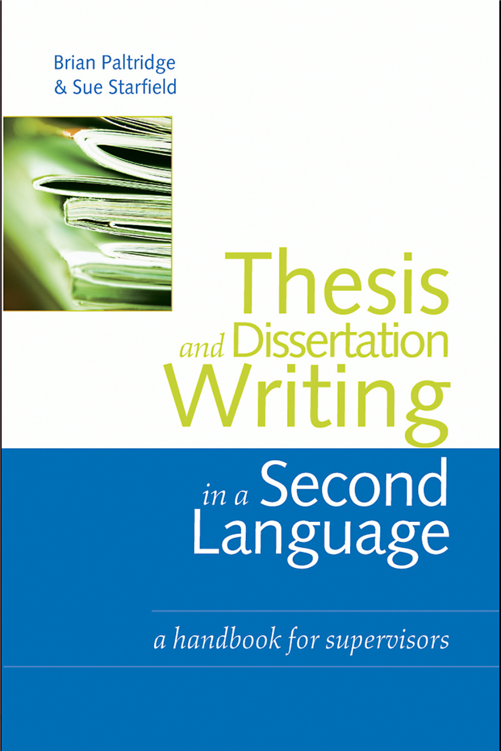 Thesis and Dissertation Writing in a Second Language