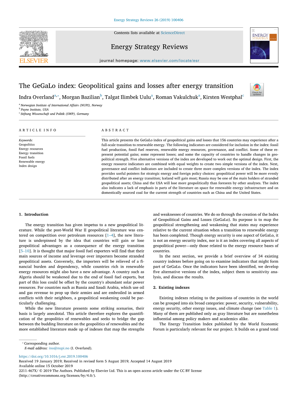 Geopolitical Gains and Losses After Energy Transition