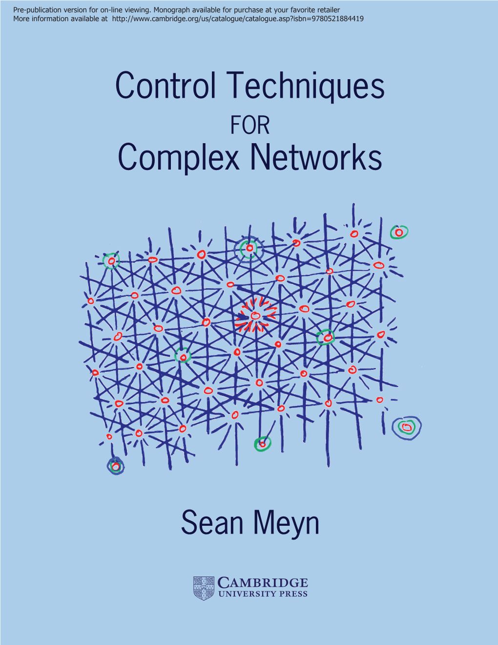 Control Techniques Complex Networks