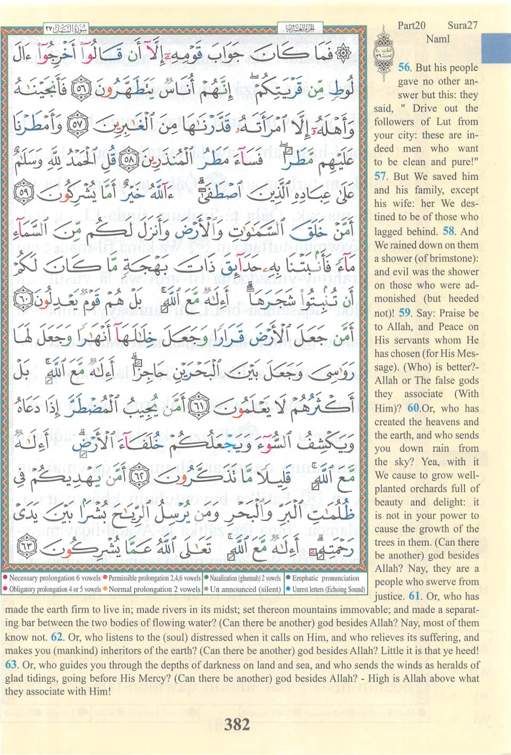 Part20 Sura27 Naml 56. but His People Gave No Other An- Swer But