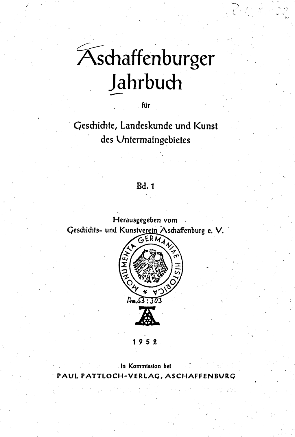 C;--- .'.' Aschaffenburger Jahrbuch