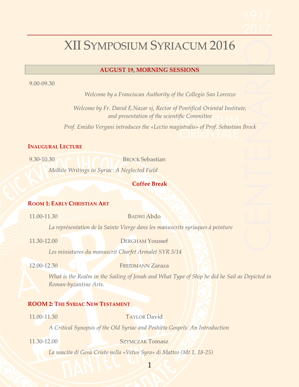 Xii Symposium Syriacum 2016