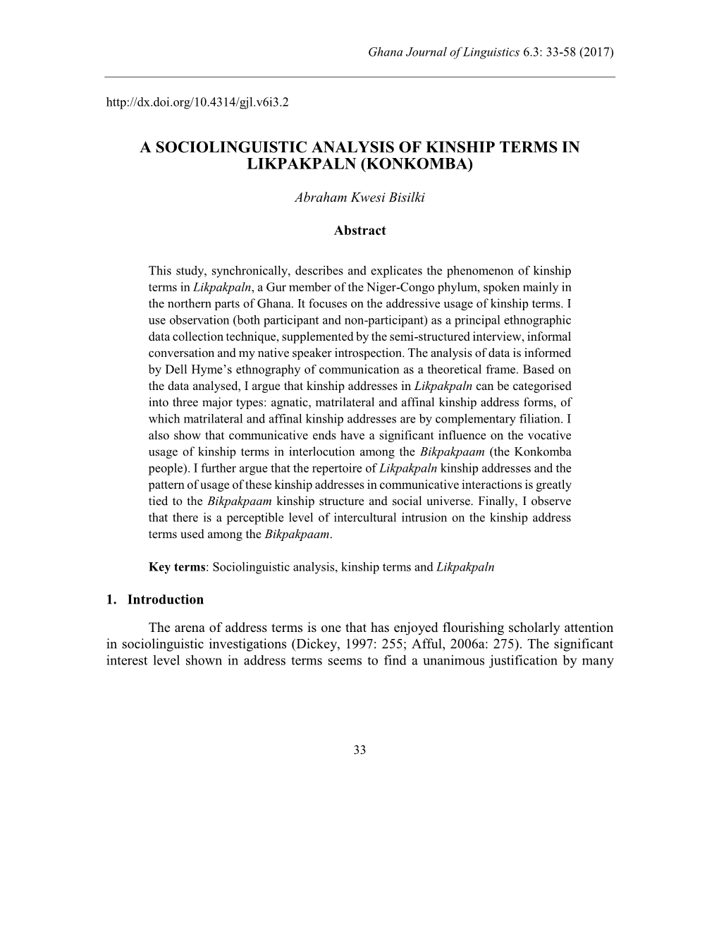A Sociolinguistic Analysis of Kinship Terms in Likpakpaln (Konkomba)