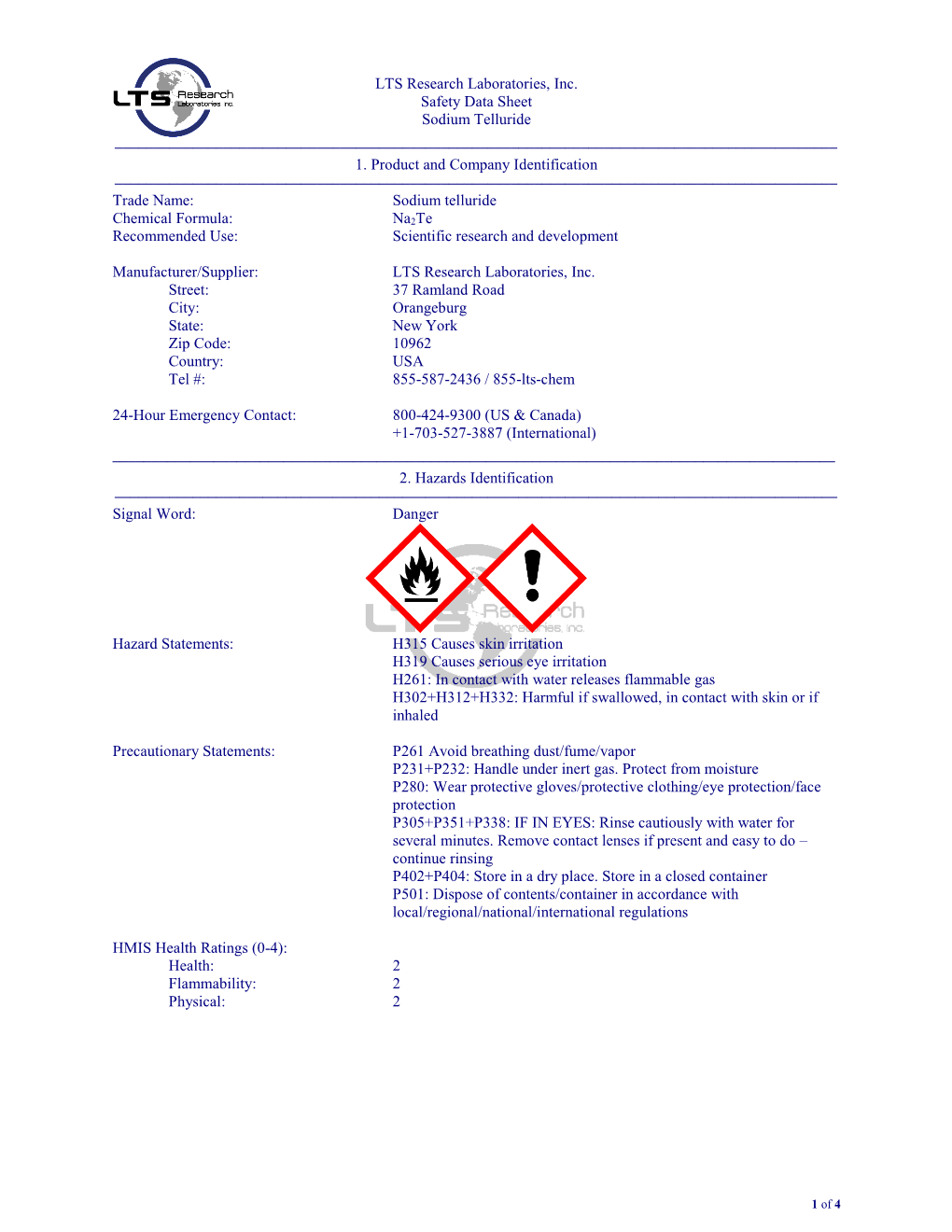 Material Safety Data Sheet