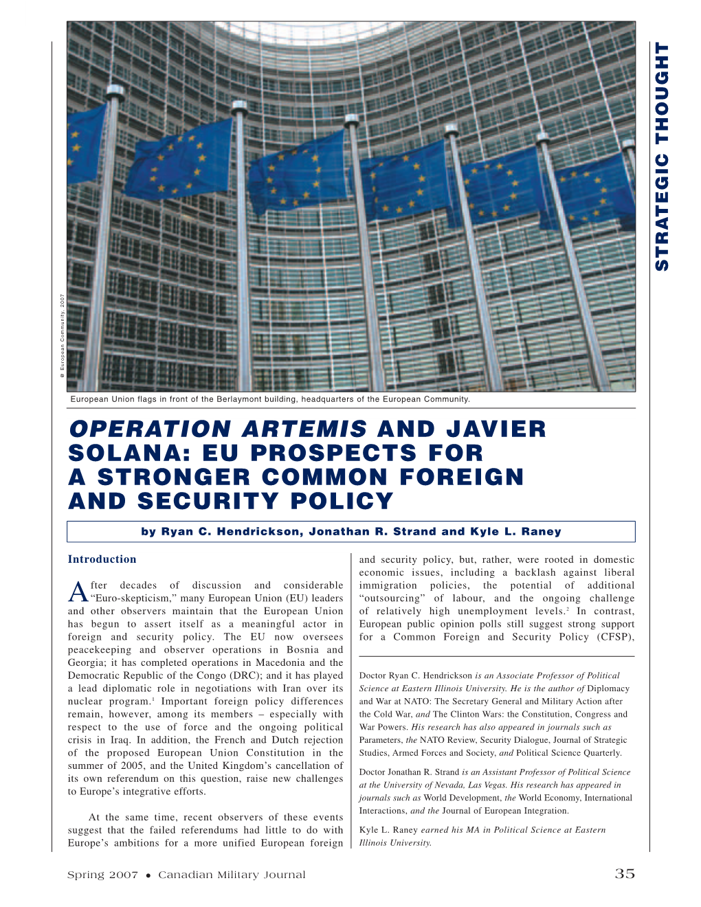 Operation Artemis and Javier Solana: Eu Prospects for a Stronger Common Foreign and Security Policy