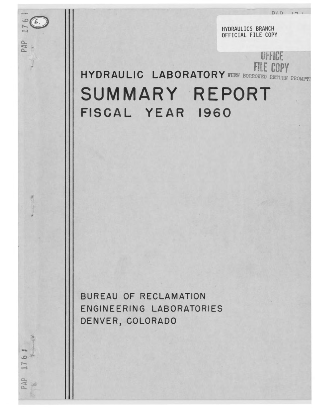 Summary ·Report Fiscal Year 1960