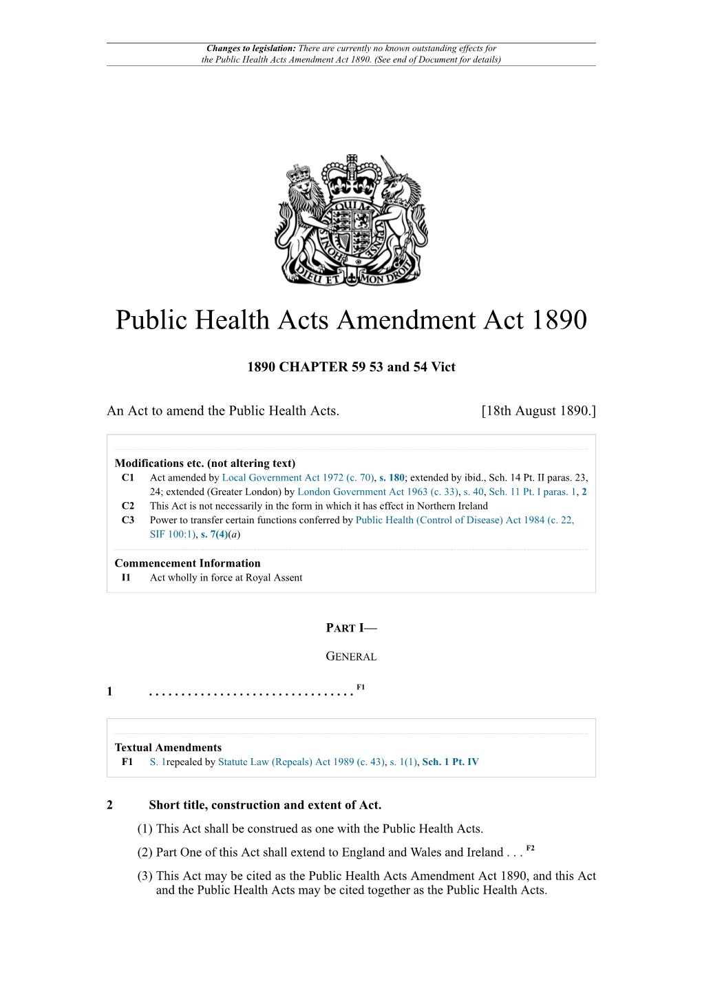 Public Health Acts Amendment Act 1890