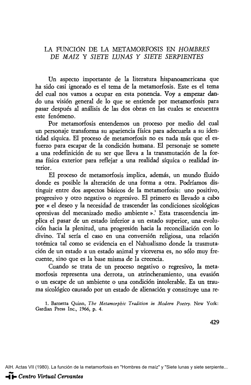 Actas VII. AIH. La Función De La Metamorfosis En