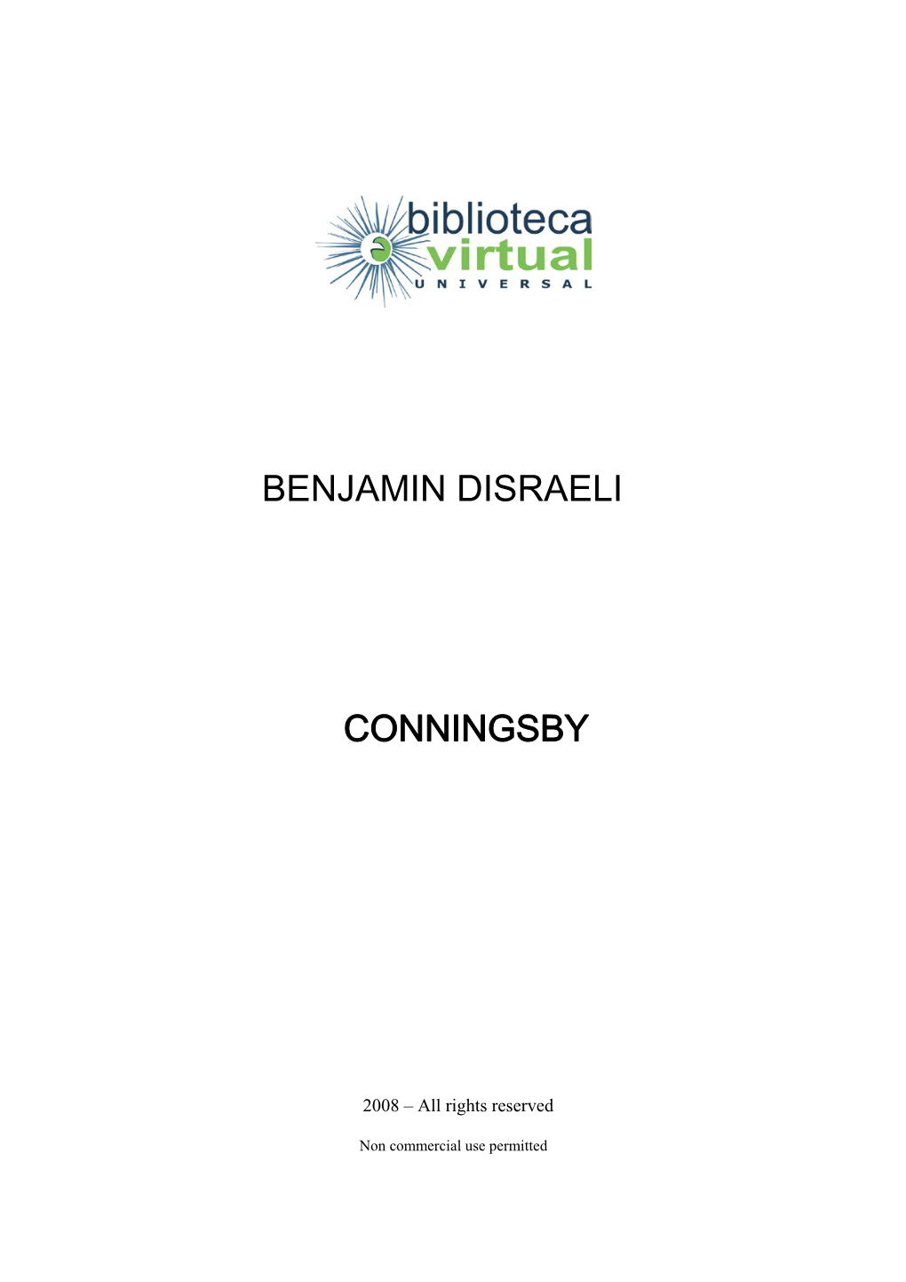 Benjamin Disraeli Conningsby