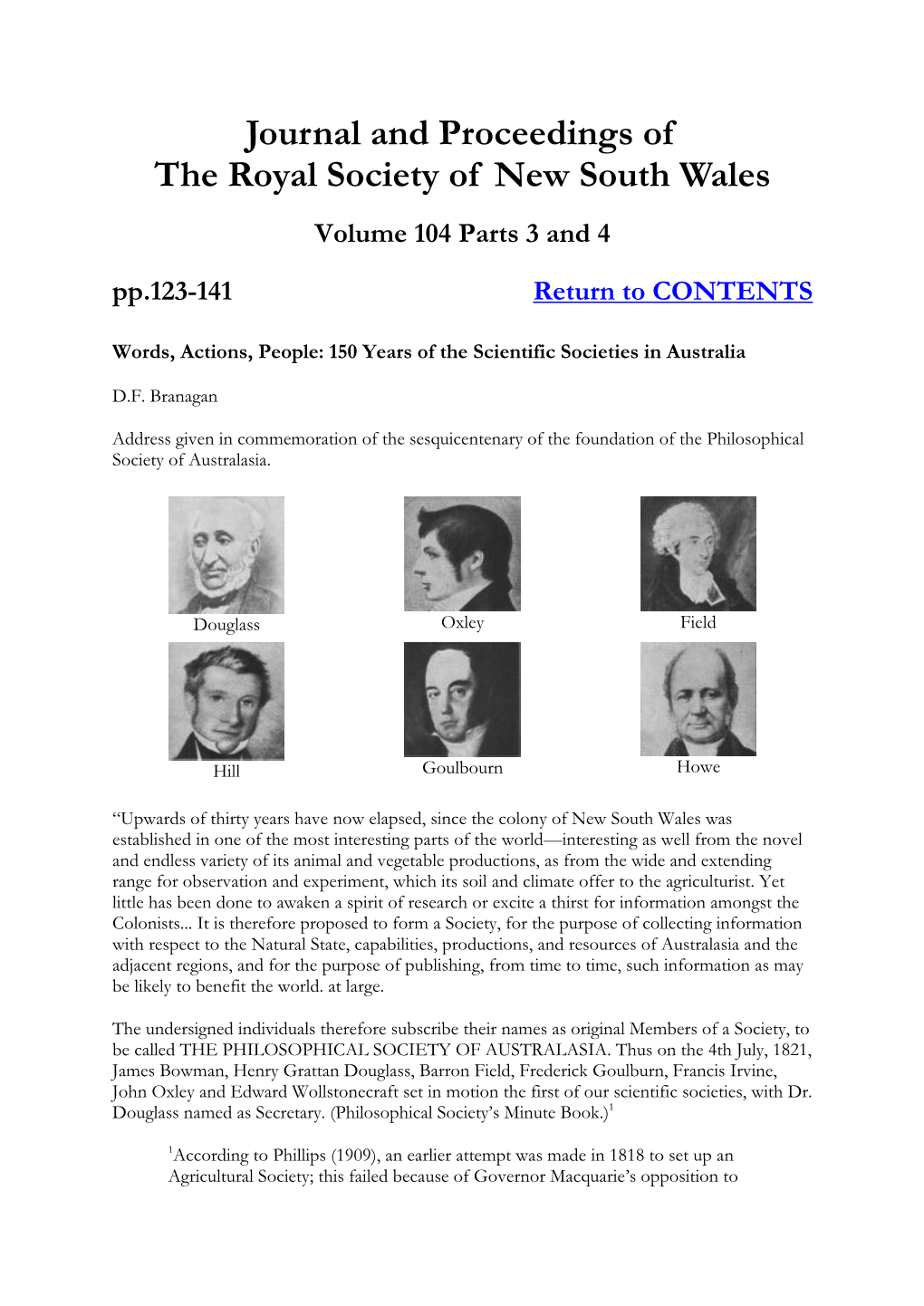 Journal and Proceedings of the Royal Society of New South Wales Volume 104 Parts 3 and 4