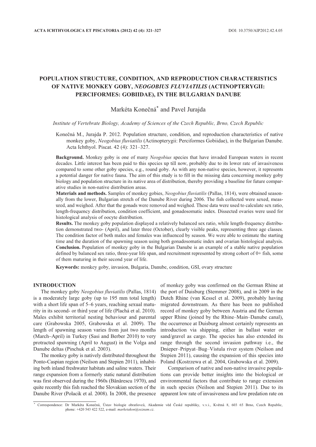 Population Structure, Condition, and Reproduction Characteristics