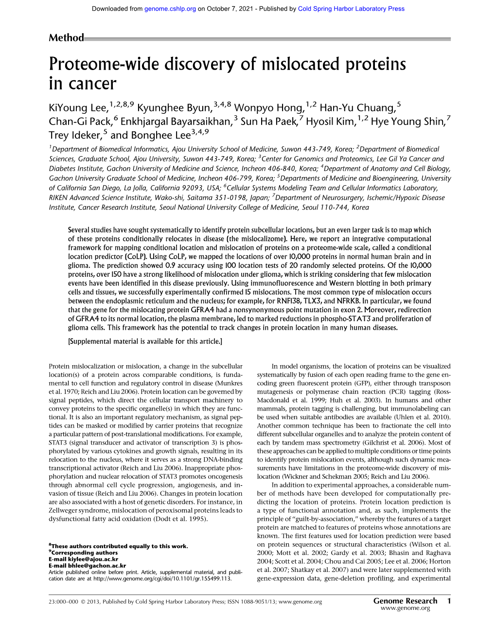 Proteome-Wide Discovery of Mislocated Proteins in Cancer