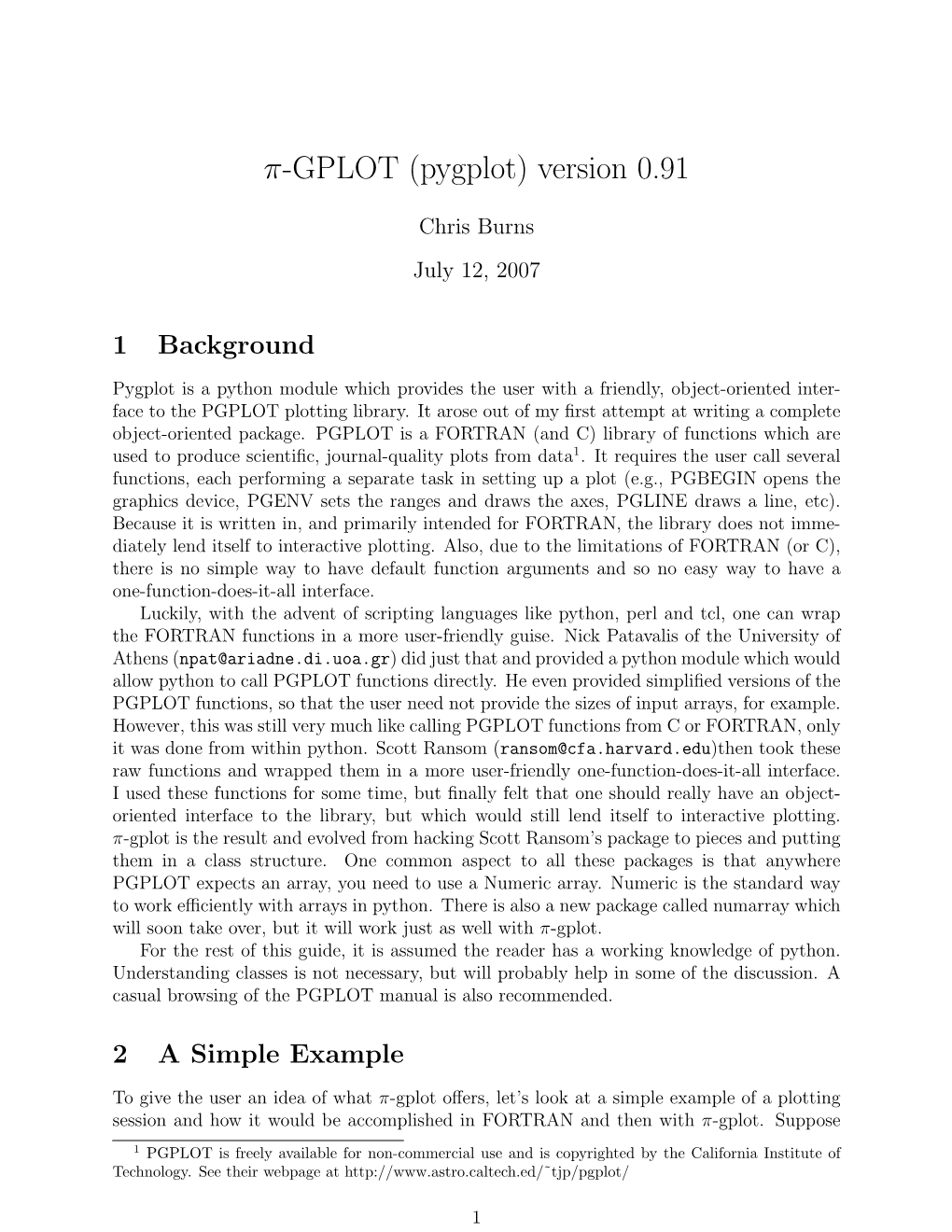 Π-GPLOT (Pygplot) Version 0.91