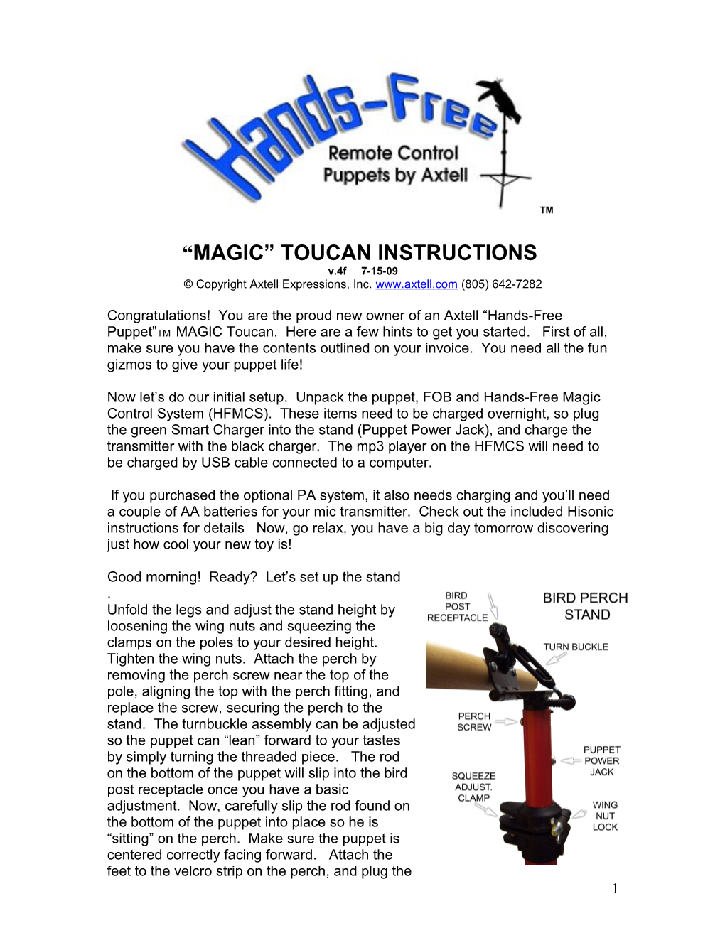 MAGIC TOUCAN INSTRUCTIONS V.4F 7-15-09