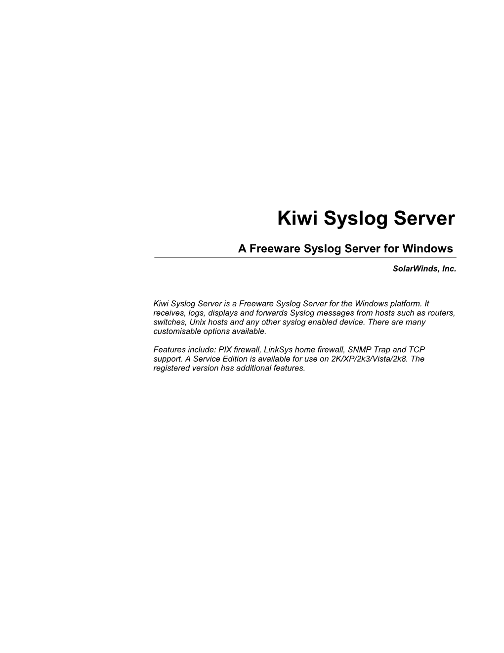 Kiwi Syslog Server