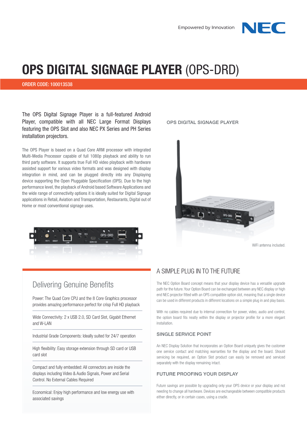 Ops Digital Signage Player (Ops-Drd) Order Code: 100013538