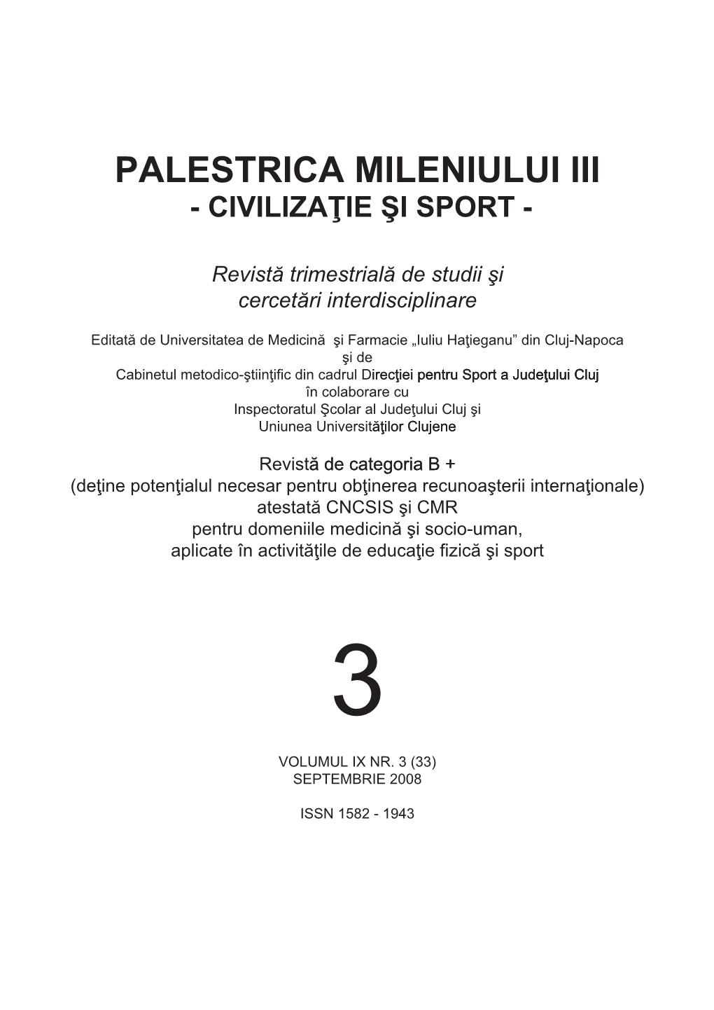 Palestrica Mileniului Iii - Civilizaţie Şi Sport