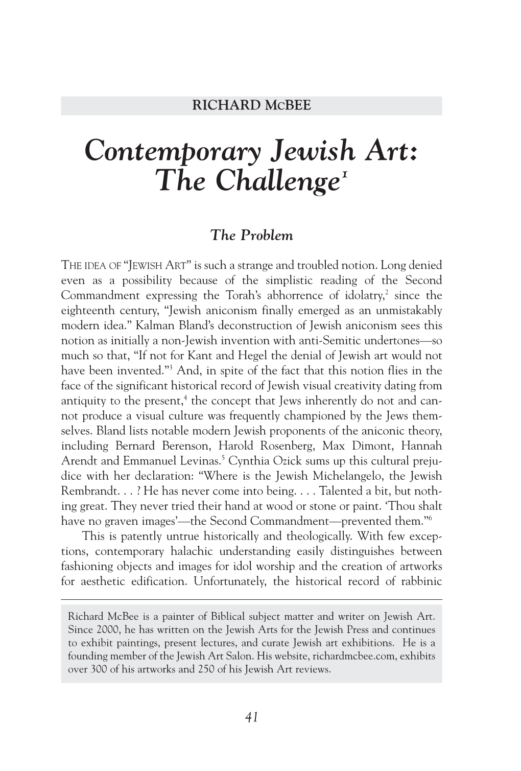 Contemporary Jewish Art: the Challenge 1