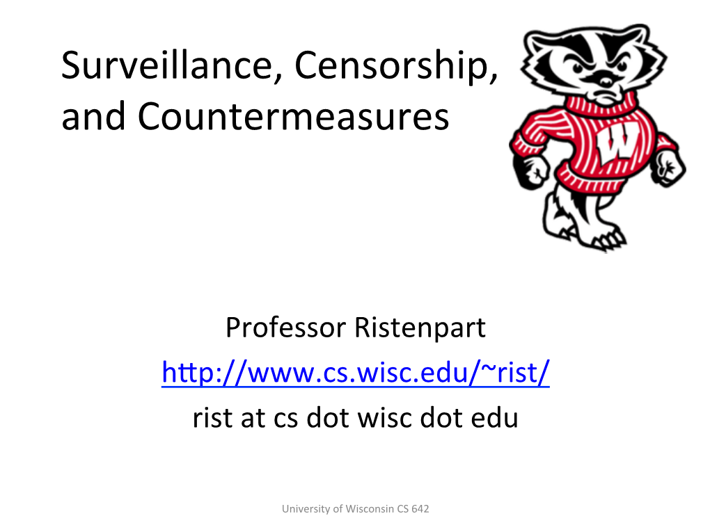 Surveillance, Censorship, and Countermeasures