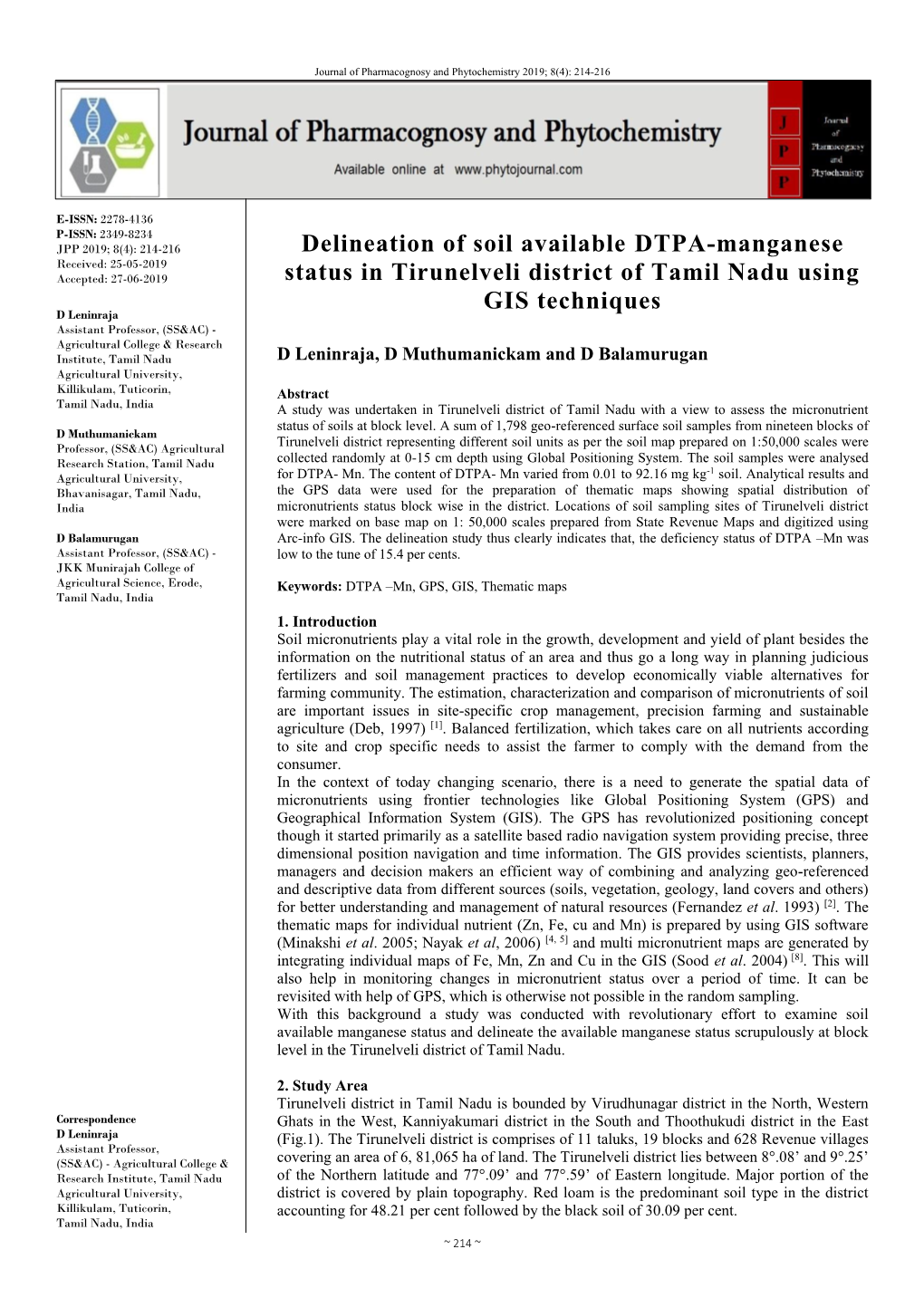 Delineation of Soil Available DTPA-Manganese Status In