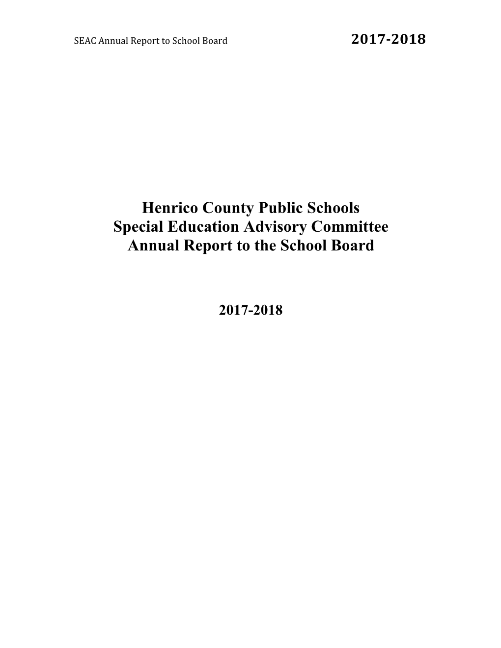 Special Education Annual Report 2017-2018
