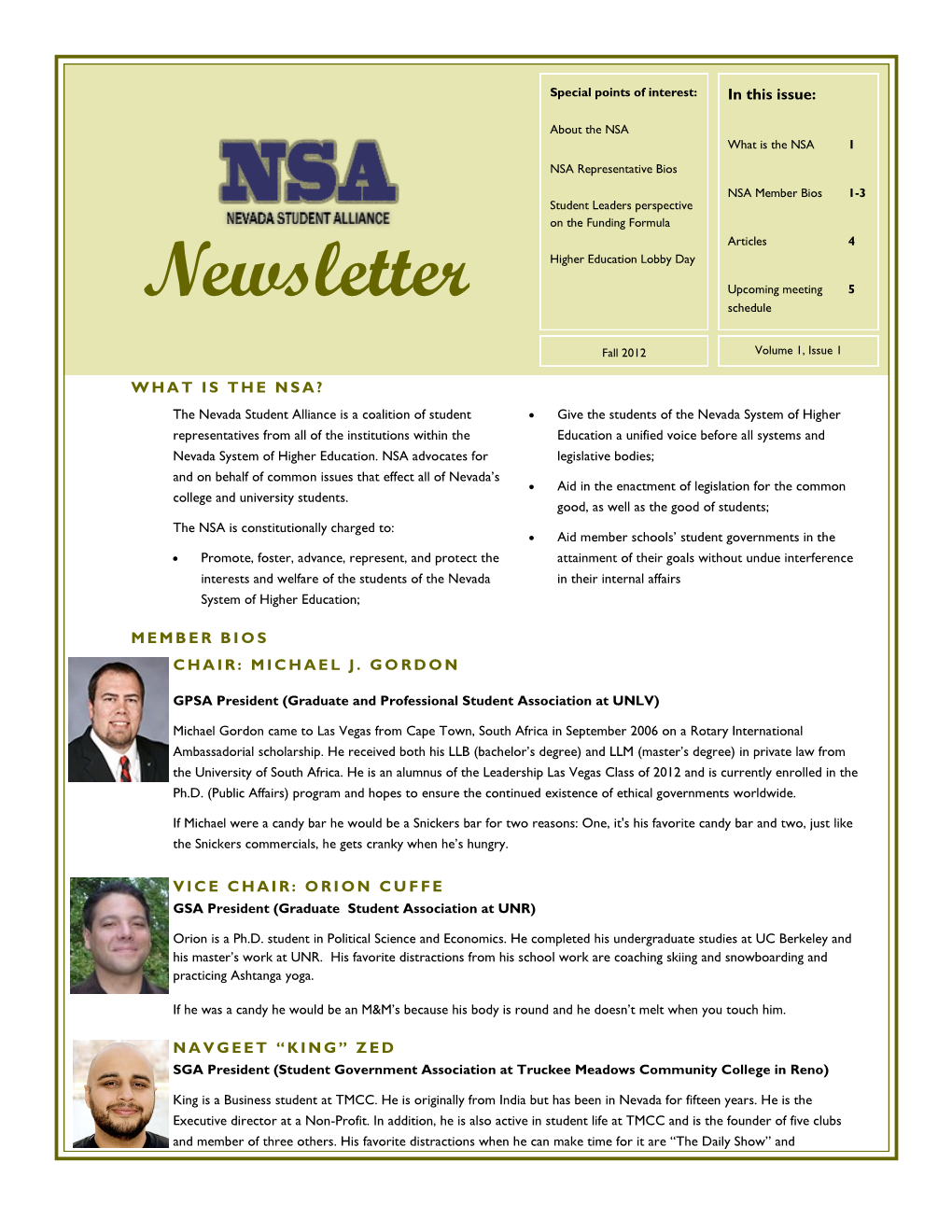 Newsletter Schedule