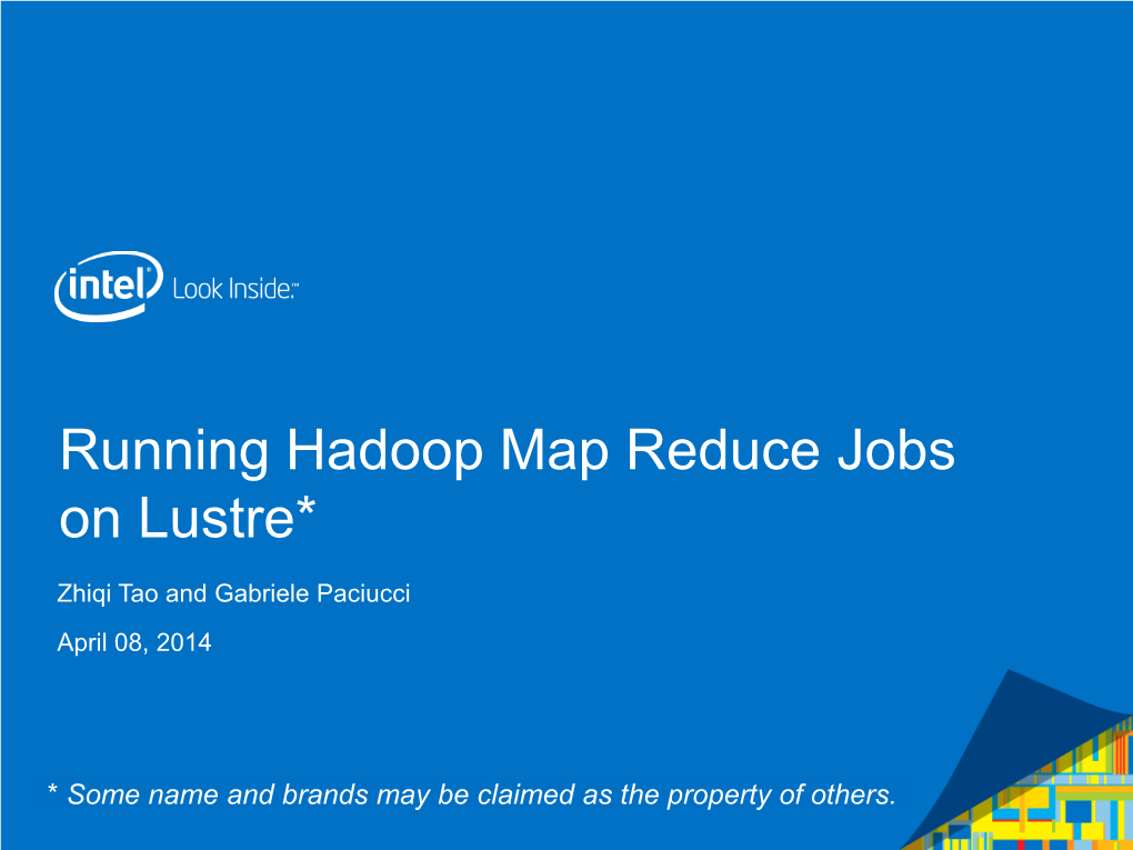 Running Hadoop Map Reduce Jobs on Lustre*