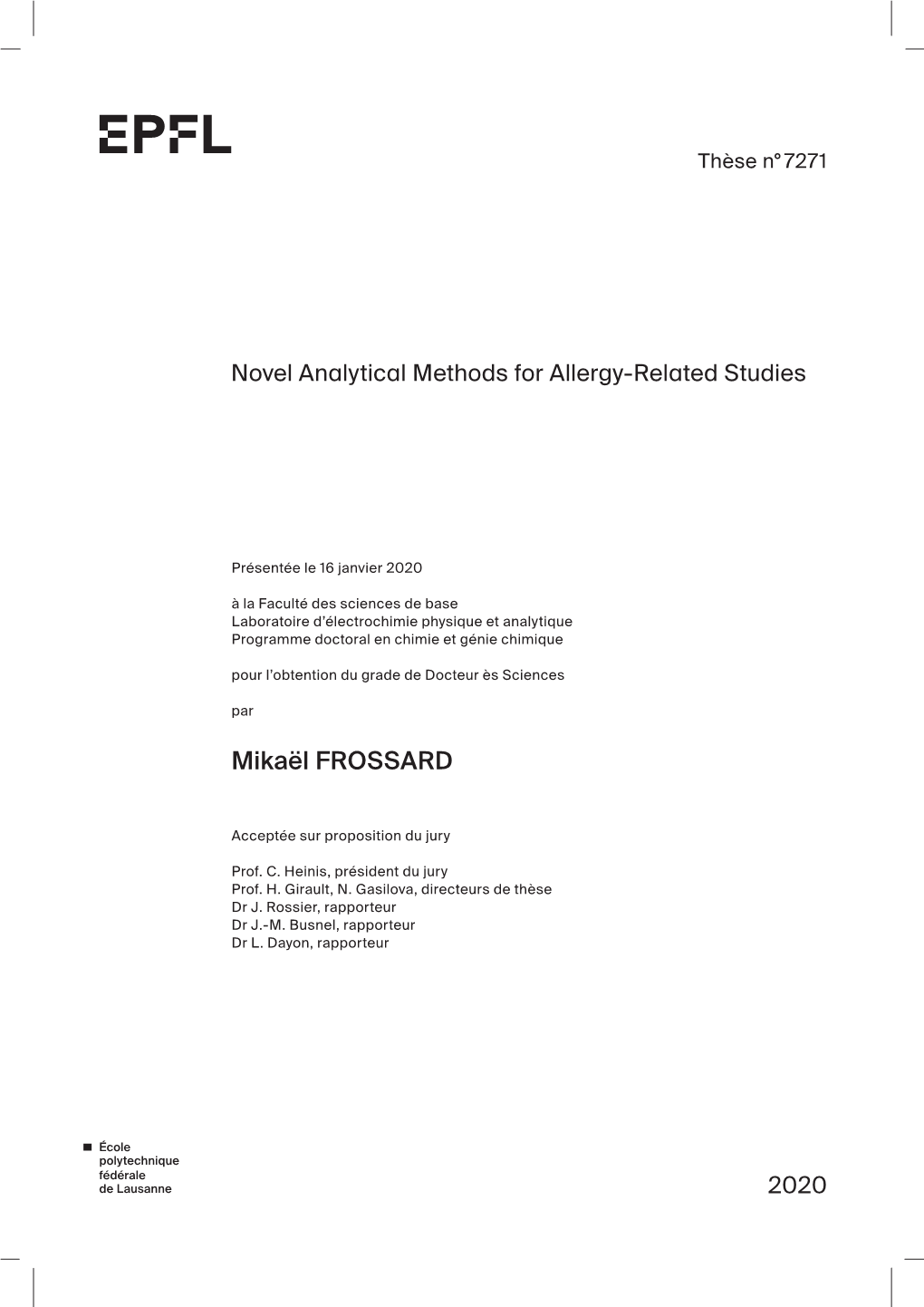 Novel Analytical Methods for Allergy-Related Studies