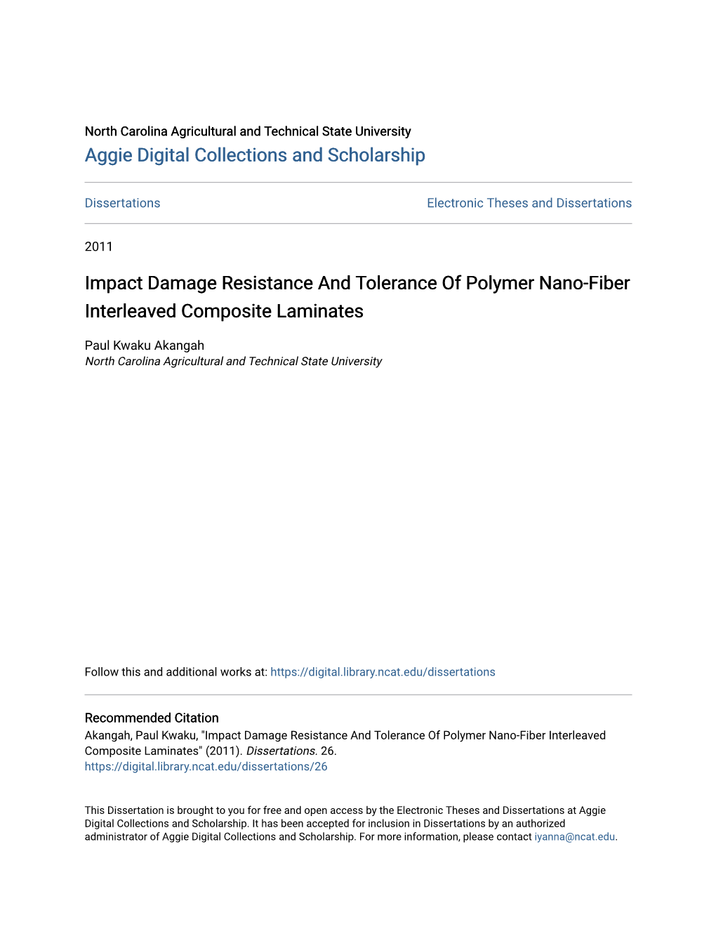 Impact Damage Resistance and Tolerance of Polymer Nano-Fiber Interleaved Composite Laminates