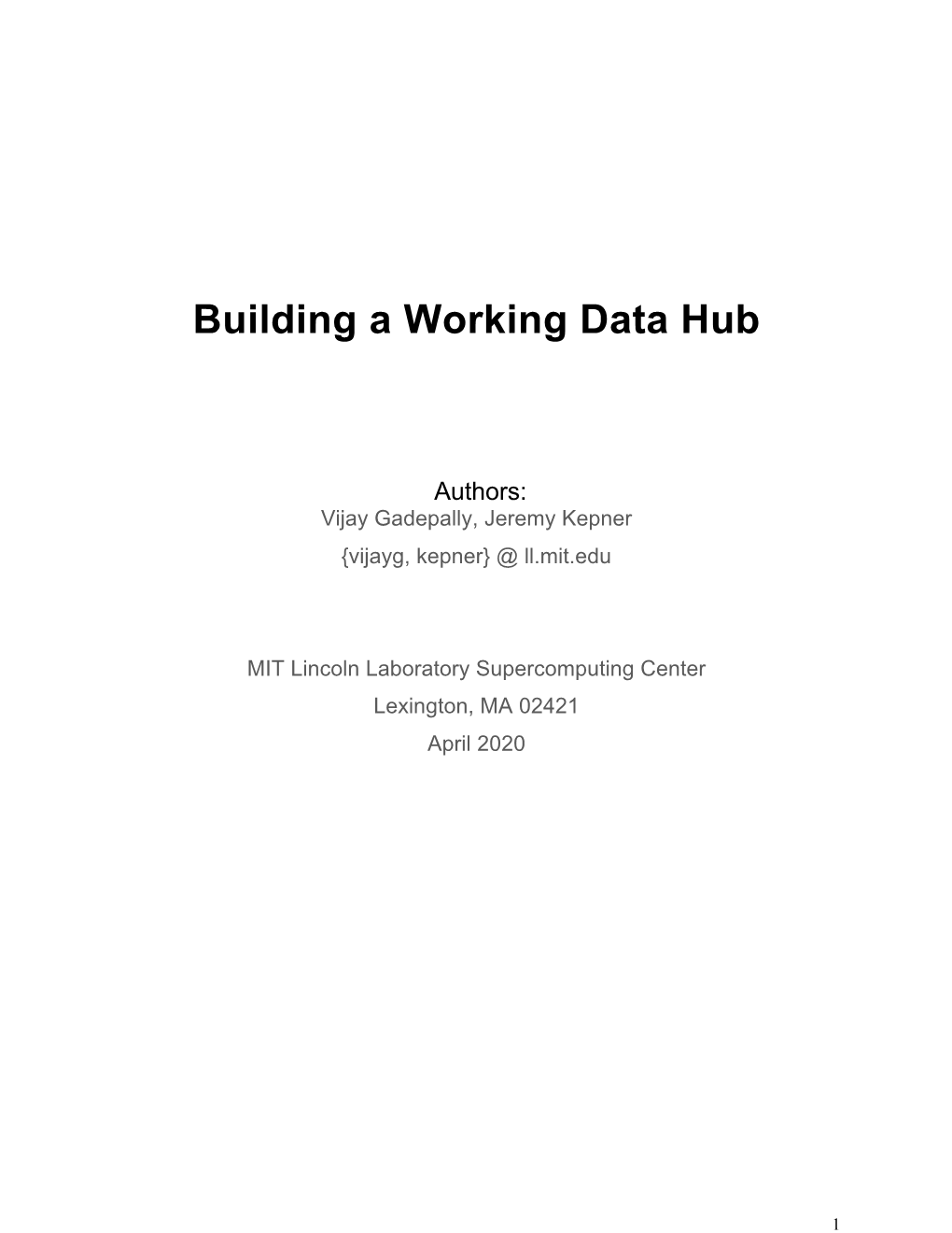 Building a Working Data Hub