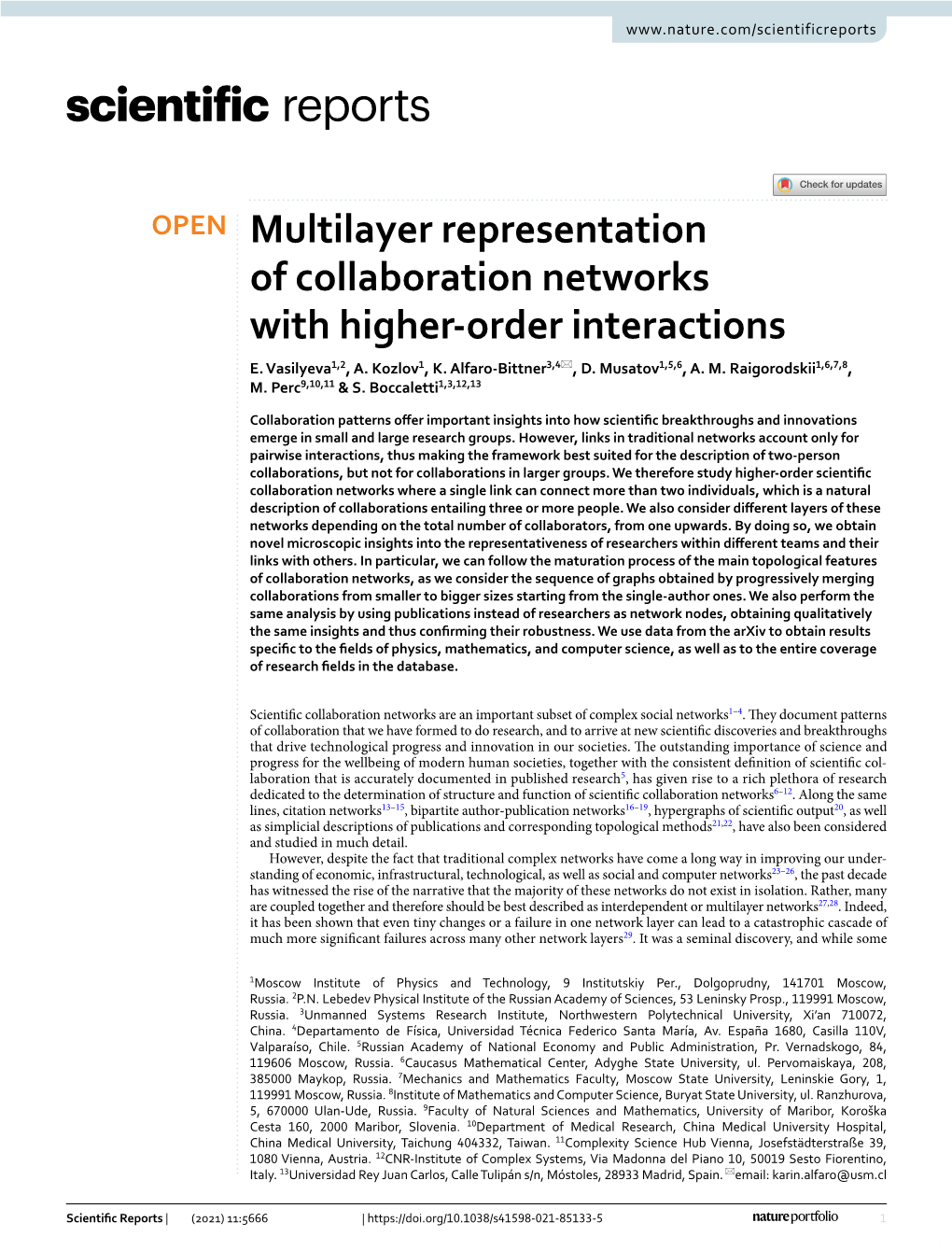 Multilayer Representation of Collaboration Networks with Higher‑Order Interactions E