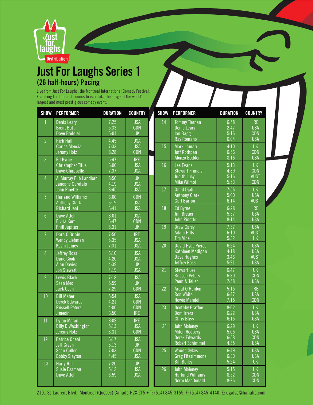 Just for Laughs Series 1 (26 Half-Hours) Pacing Live from Just for Laughs, the Montreal International Comedy Festival