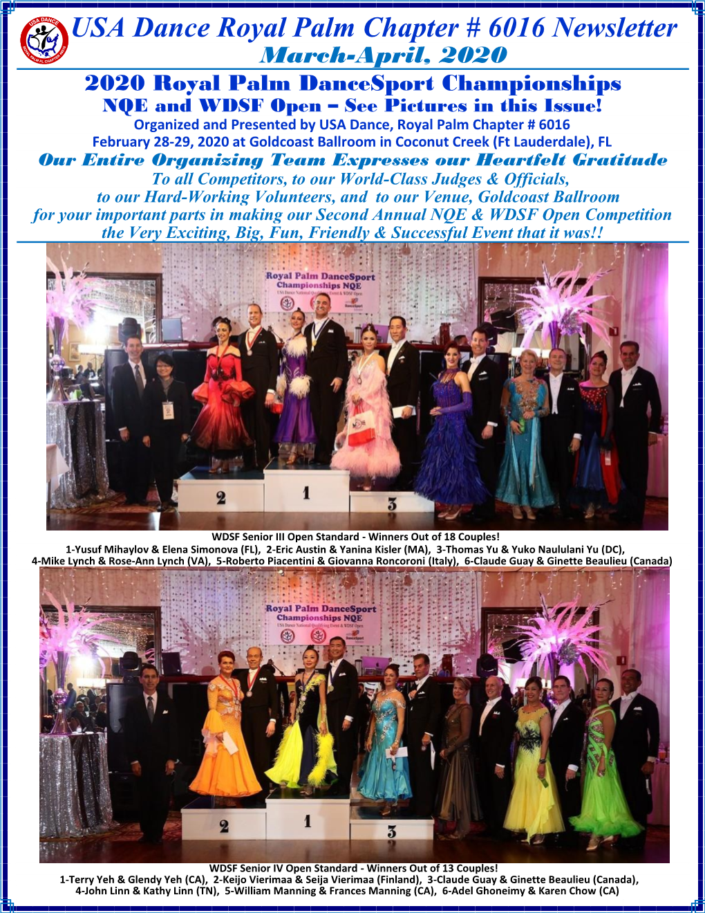 USA Dance Royal Palm Chapter # 6016 Newsletter March-April, 2020