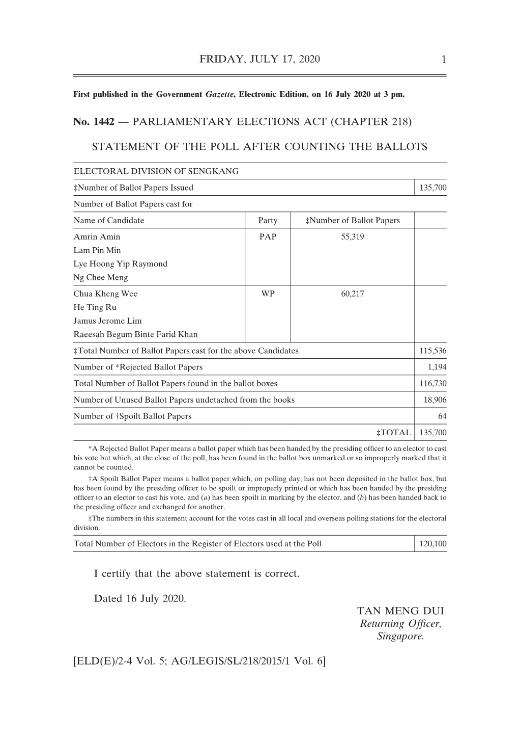 Parliamentary Elections Act (Chapter 218)