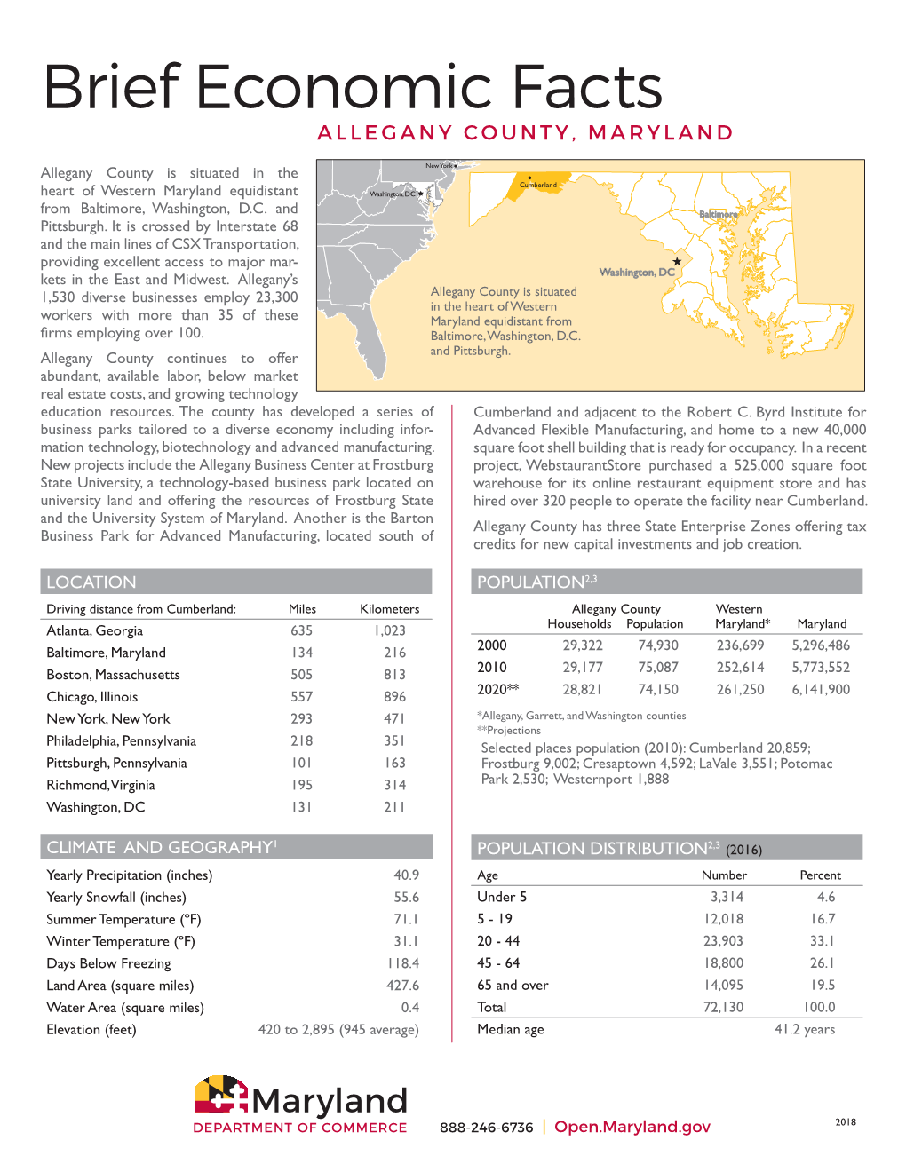 Allegany County Brief Economic Fact Sheet